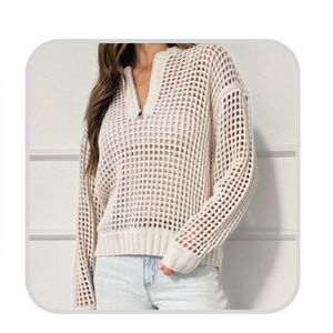 NEW!! Charming Charlies Cream V-Neck Women's Sweater Xtra Large